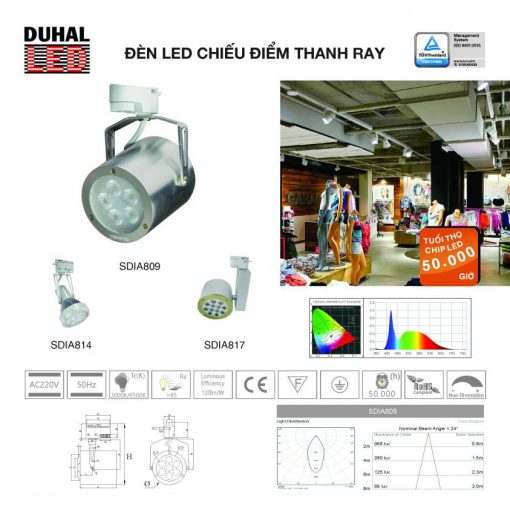 Đèn LED chiếu điểm thanh ray 7W (SDIA810)