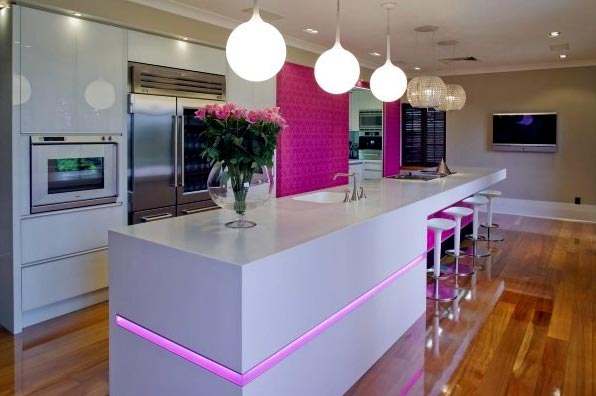 nội thất nhà bếp màu hồng 1