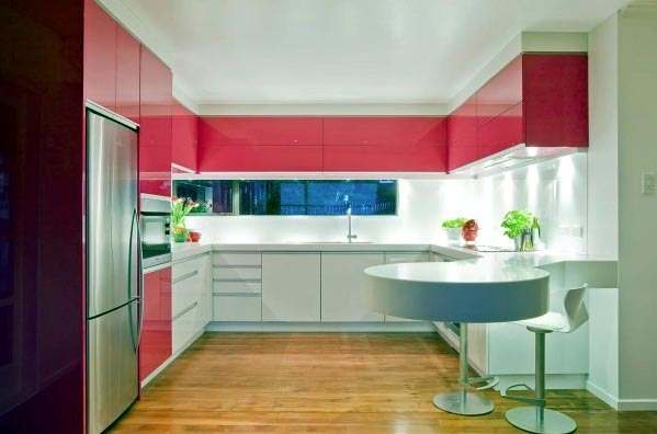 nội thất phòng bếp màu hồng