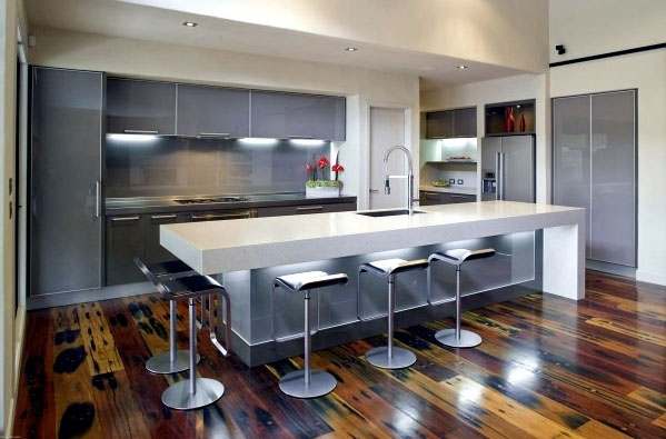 sàn gỗ tự nhiên trong nhà bếp